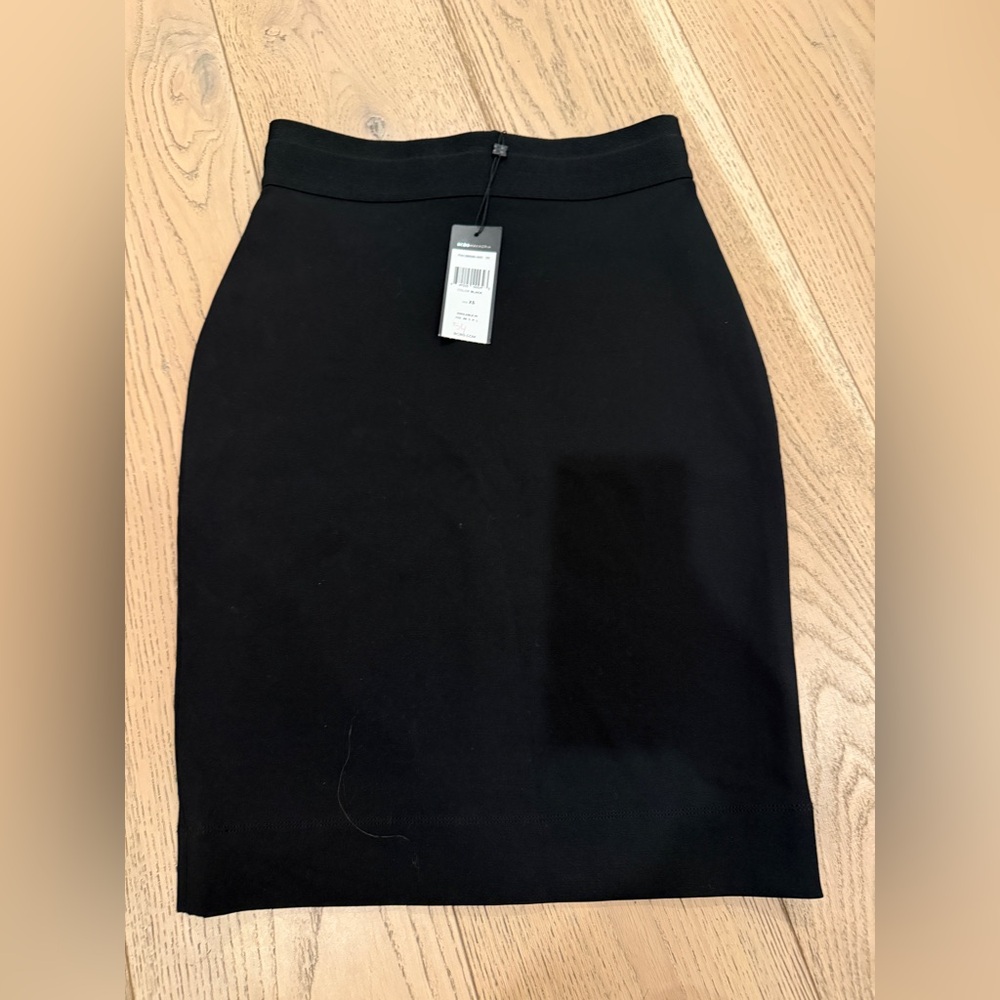 BCBG black pencil skirt size xs stretch wide high waist nwt